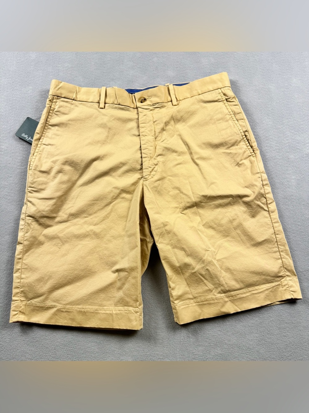 Bobby Jones Players NWT Mens Chino Golf Shorts Size 32 Yellow Straw Flat Front
